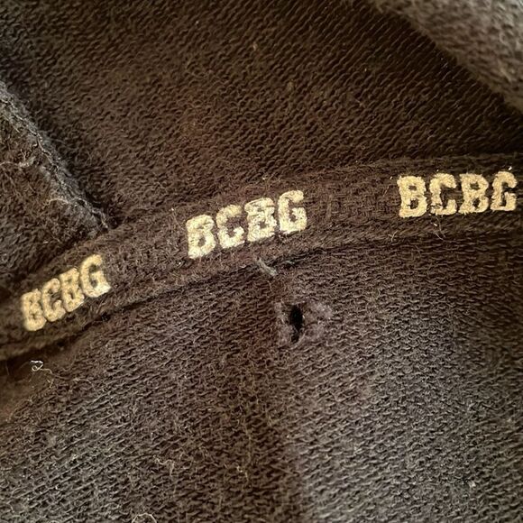 BCBG rhinestone bedazzled jeweled black long sleeve sweater hoodie dress Y2K - Picture 12 of 13